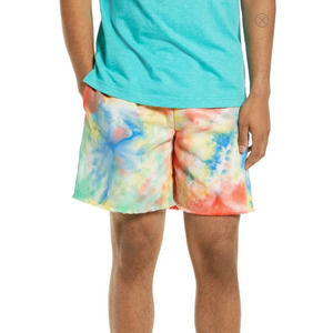 BP Be Proud Mens M Orange Multi Tie Dye Pull On Denim Shorts